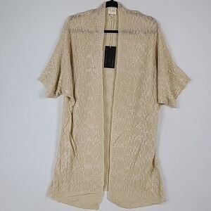 NWT 143 Story by Line Up Women Beige Work This Out Longline Open Cardigan Sz S
